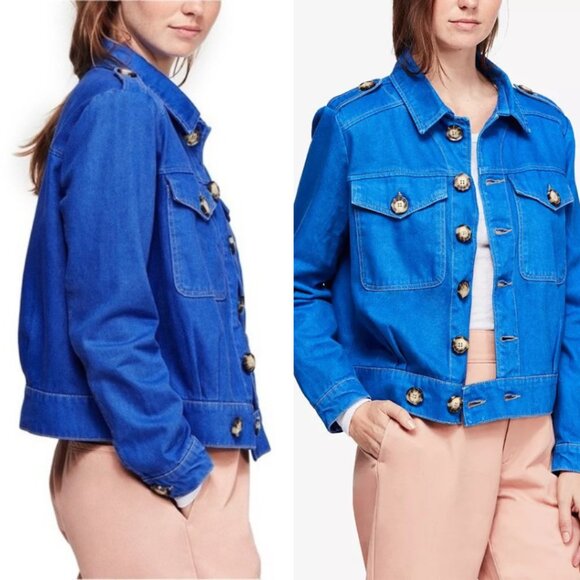 Free People Blue Eisenhower Slouchy Denim Jacket - Picture 1 of 13